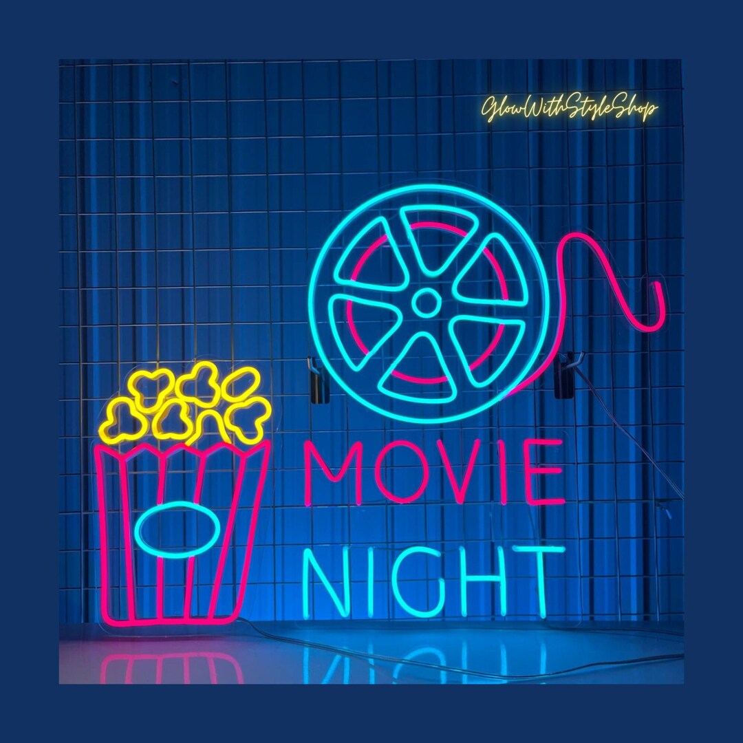 Movie Night Neon Sign Movie Led Sign Home Theater Neon Etsy