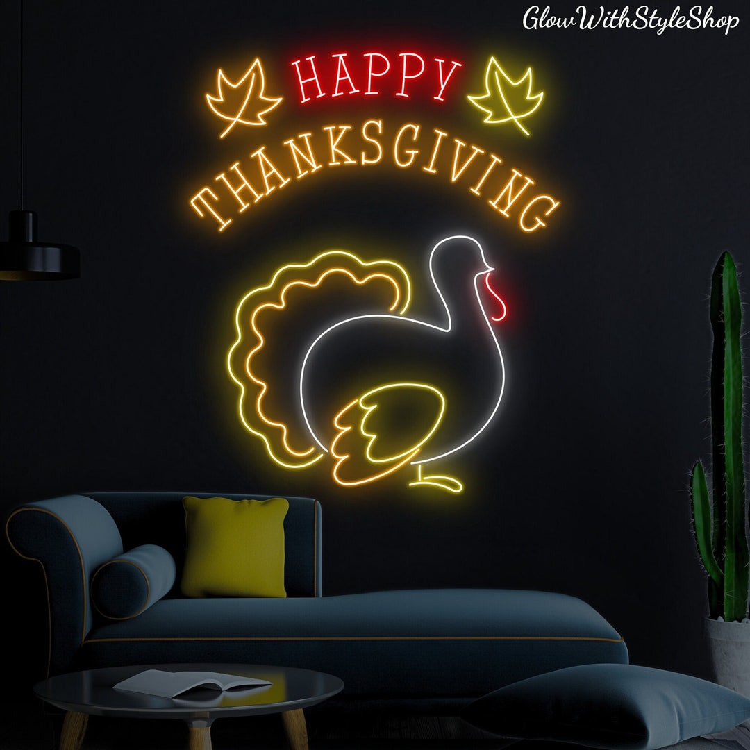 Happy Thanksgiving Neon Sign Turkey Led Sign Thanksgiving - Etsy