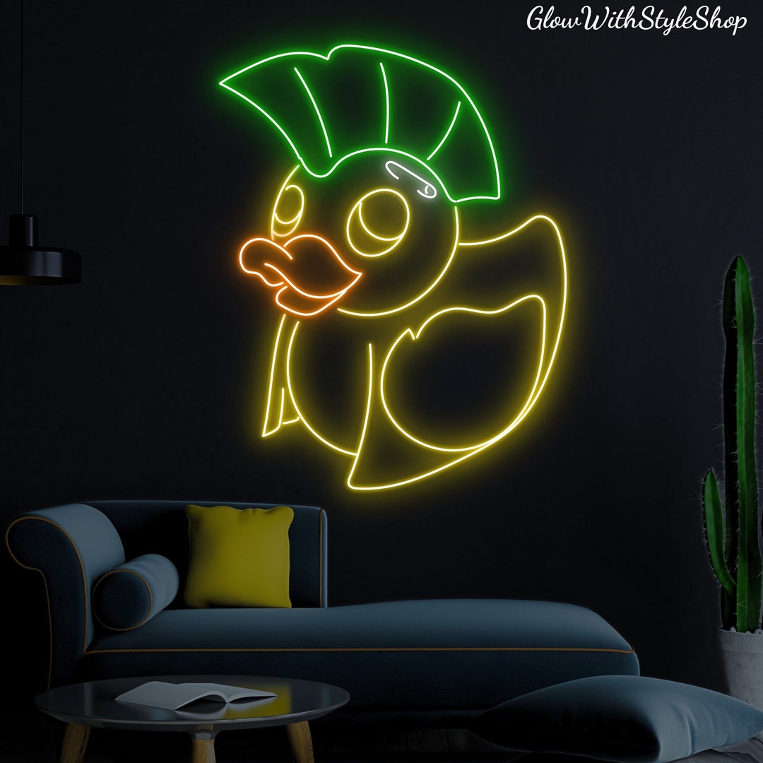 Mohawk Duck Neon Sign Cute Duck Led Sign Duck Mohawk Style Etsy
