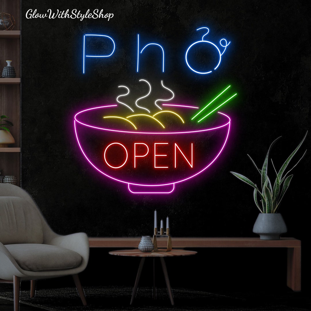 Pho Vietnamese Open Neon Sign Pho Beef Led Sign Vietnamese Etsy