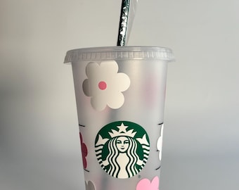 Floral Reusable Starbucks Cold Cup – 24oz with Lid & Straw