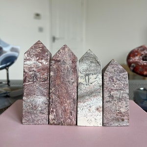 Picture Jasper Tower | Crystal Point Obelisk Green Healing Chakra Witchy Gift