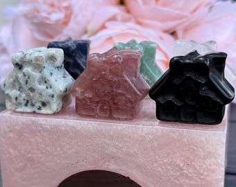 Crystal House Carving | New Home Crystal Carving Healing Chakra Witchy Gift