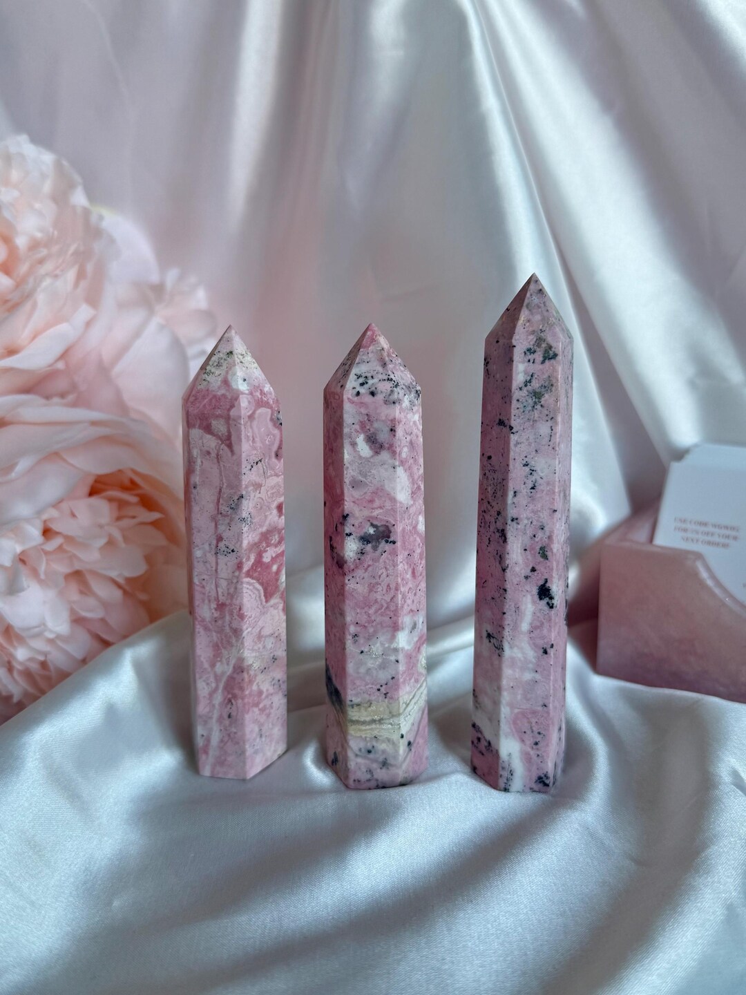 Peruvian Rhodonite / Rhodochrosite Tower | Tall Peru Crystal Carving ...