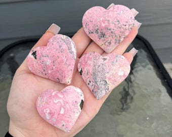 Peruvian Rhodonite / Rhodochrosite Heart | Peru Crystal Carving Healing Chakra Witchy Gift