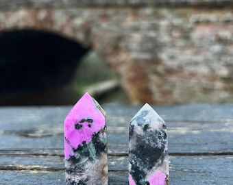 Sugilite Mini Tower | Crystal Point Obelisk Carving Pink Healing Chakra Witchy Gift