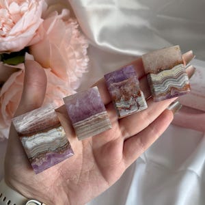 Vierkante plaat Amethist x Mexicaanse Crazy Lace-agaat | Cadeau voor genezing chakra: kristalsnijwerk