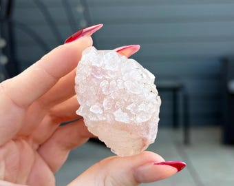 Różowy mini klaster apofylitu | Surowy kryształ geody, rzeźbienie, uzdrawiający, czarowniczy prezent B
