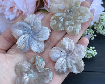 Flower Agate Flower Carving | Crystal Carving Celestial Healing Chakra Witchy Gift