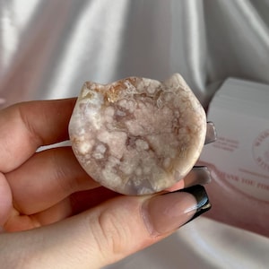 Flower Agate Cat Bowl | Crystal Carving Home Decor Trinket Dish Healing Chakra Witchy Gift