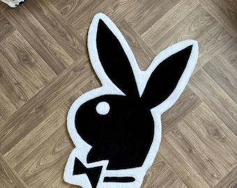 Custom rugs Bunny Tufted rug.Handmade rugs.Rugs for bedroom aesthetic.hypebeast rug.ready to ship made to order.plant decor Hand tufted rug.