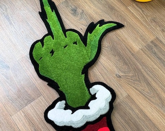 Grinch Rug/Tufted Grinch Rug/Rugs for bedroom aesthetic/custom rugs/hypebeast rug/handmade rugs/cool rug/Handmade rug/Christmas Gifts rugs