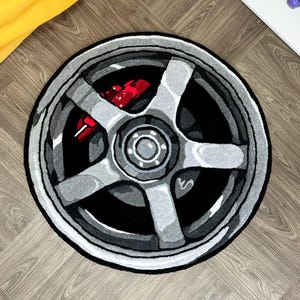 JDM Car Wheel Rug/Custom Rims Carpet for Car Enthusiasts/Drift & Tuning Inspired Home Decor/Caar rug/Custom rug/Porsche rug/Car Wheel Rug