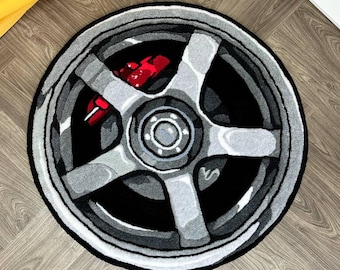 Dywanik na koła samochodowe JDM/Dywanik na felgi niestandardowe dla entuzjastów samochodów/Dekoracja domu inspirowana driftem i tuningiem/Dywanik Caar/Dywanik niestandardowy/Dywanik Porsche/Dywanik na koła samochodowe