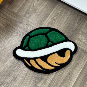 Handmade Green Shell Tufted Rug: Gamer Room Decor