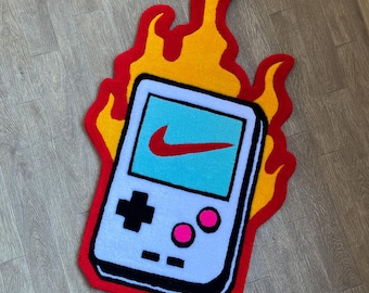 Custom Tufted Rugs.Game Boy Rug.Rugs for bedroom aesthetic.Fire rug.Logo rugs.Cute rugs.Funny rugs.Gifts for them.Customized.hypebeast rugs.