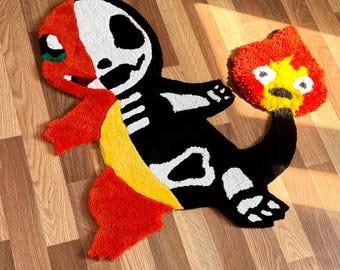 Custom 3D Skeleton anime rug Cute rug Tufted rug Handmade rug Cool rugs Rugs for bedroom Hypebeast rug Kids rug Gameboy rug Gaming decor