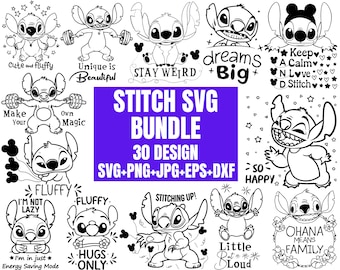 Stitch Svg Bundle, Stitch Couple svg, Stitch Love, Lilo and Stitch svg, Self Love, Instant Download, Vector Cut Files for Cricut, Silhouette