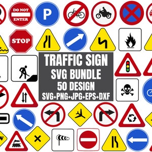 Traffic Signs SVG Bundle, Road Sign, traffic symbol, highway, street, speed, limit, transport, warning, caution, rail, Cricut, Silhouette