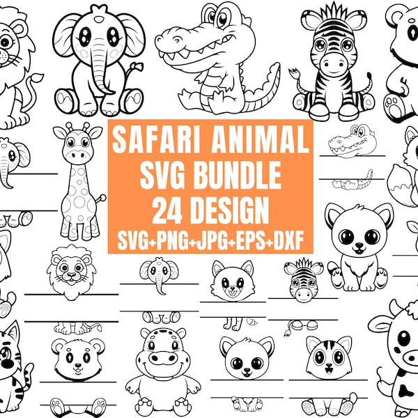 Safari Animals Svg Bundle, Baby Teacher svg, Safari Animals Outline Svg, Cute Animal, Farm Animal Svg, Classroom Label Kids, for Cricut,