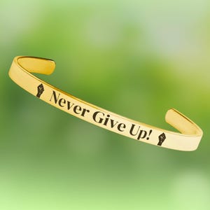 Never Give Up Cuff Bracelet, Political Gift,  Anti Trump Bracelet, Political Protest Bracelet, Fire Trump, FDT Bracelet, Anti-Musk Bracelet