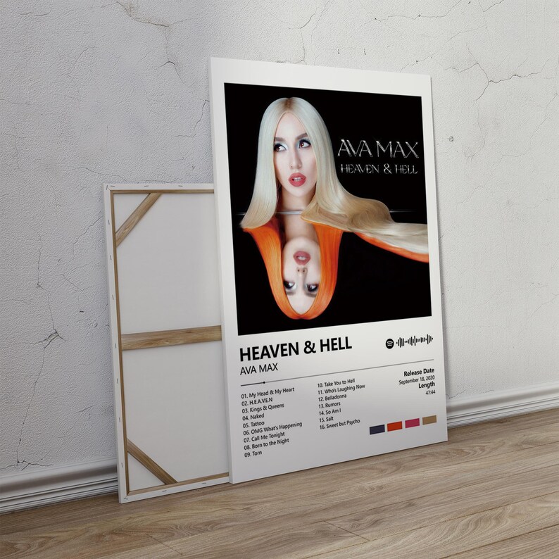 Heaven & Hell Album Poster, Ava Max Music Poster, Heaven Hell Tracklist ...