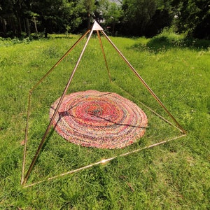 Handmade Copper Heavy Duty Giza Meditation Pyramid 6 Feet Base with 5 corner connectors and 8 main pipes