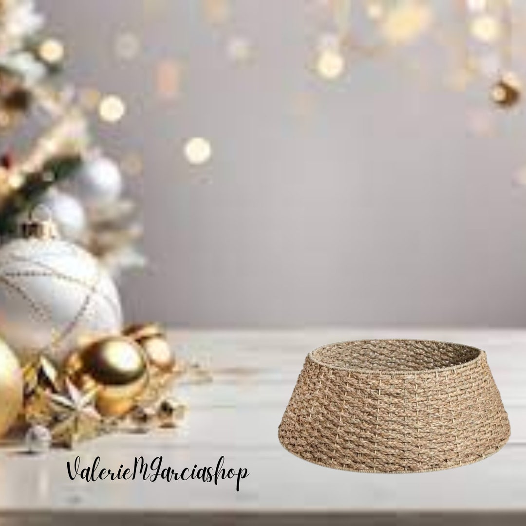 Natural Seagrass Christmas Tree Skirt Wraps Around Tree Etsy