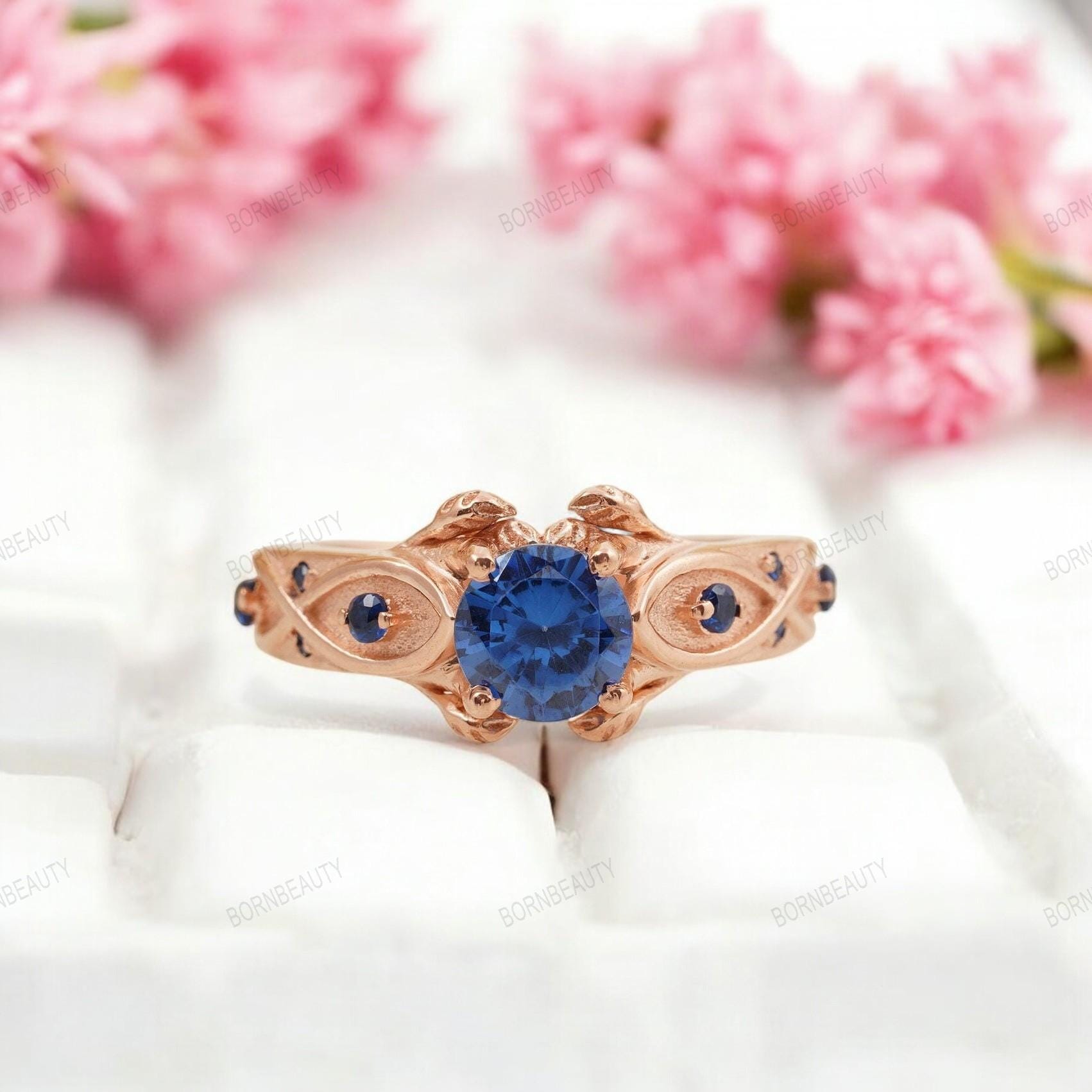 Zora Sapphire Ring: Zelda Inspired Sterling Silver Engagement Ring