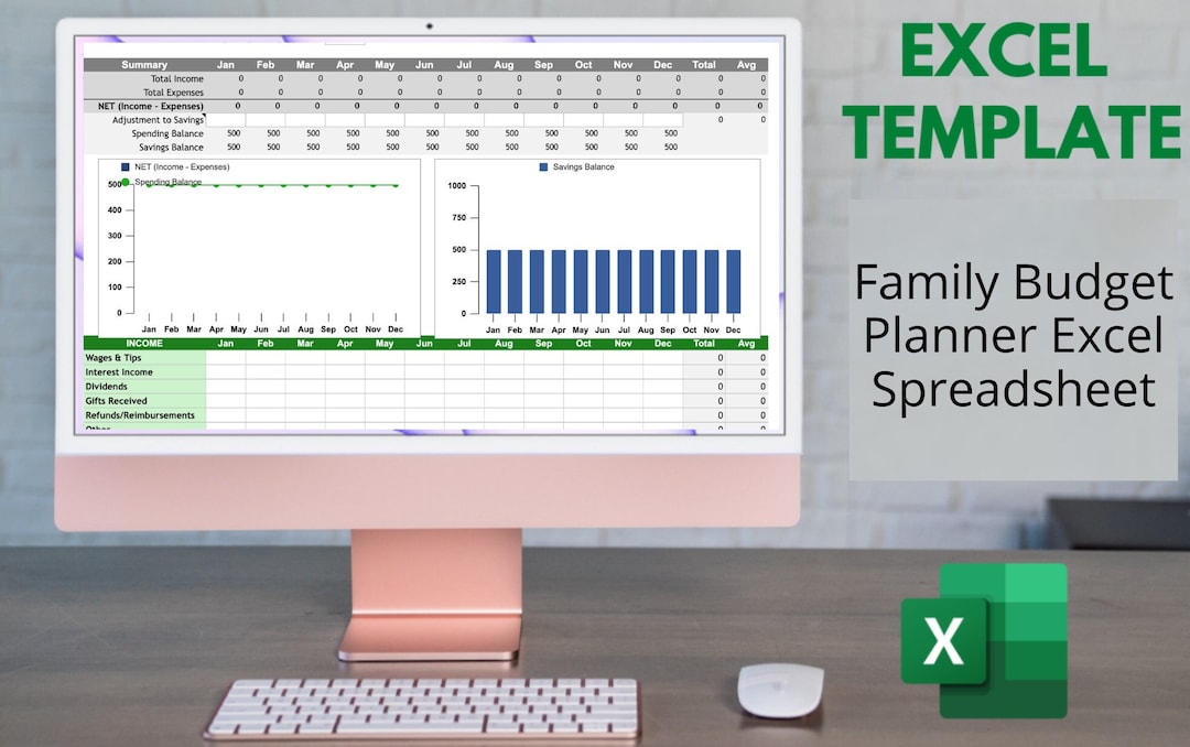 Family Budget Planner Excel Spreadsheet - Etsy