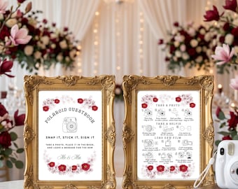 Wedding Polaroid Guestbook Sign, Floral Instax Photo Instructions (Digital Download)