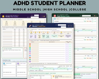 ADHD Student Planner, Daily Homework, Weekly Tracker (Digital Download)