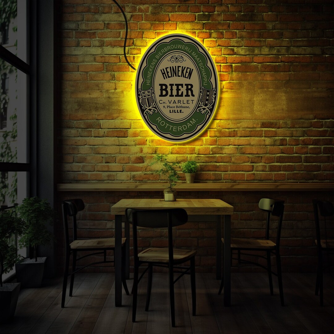 Heineken Led Sign Heineken Neon Sign Heineken Logo Decor Etsy