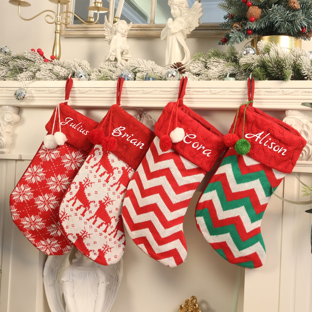 Personalized Christmas Stockings Red Holiday Stockings Etsy
