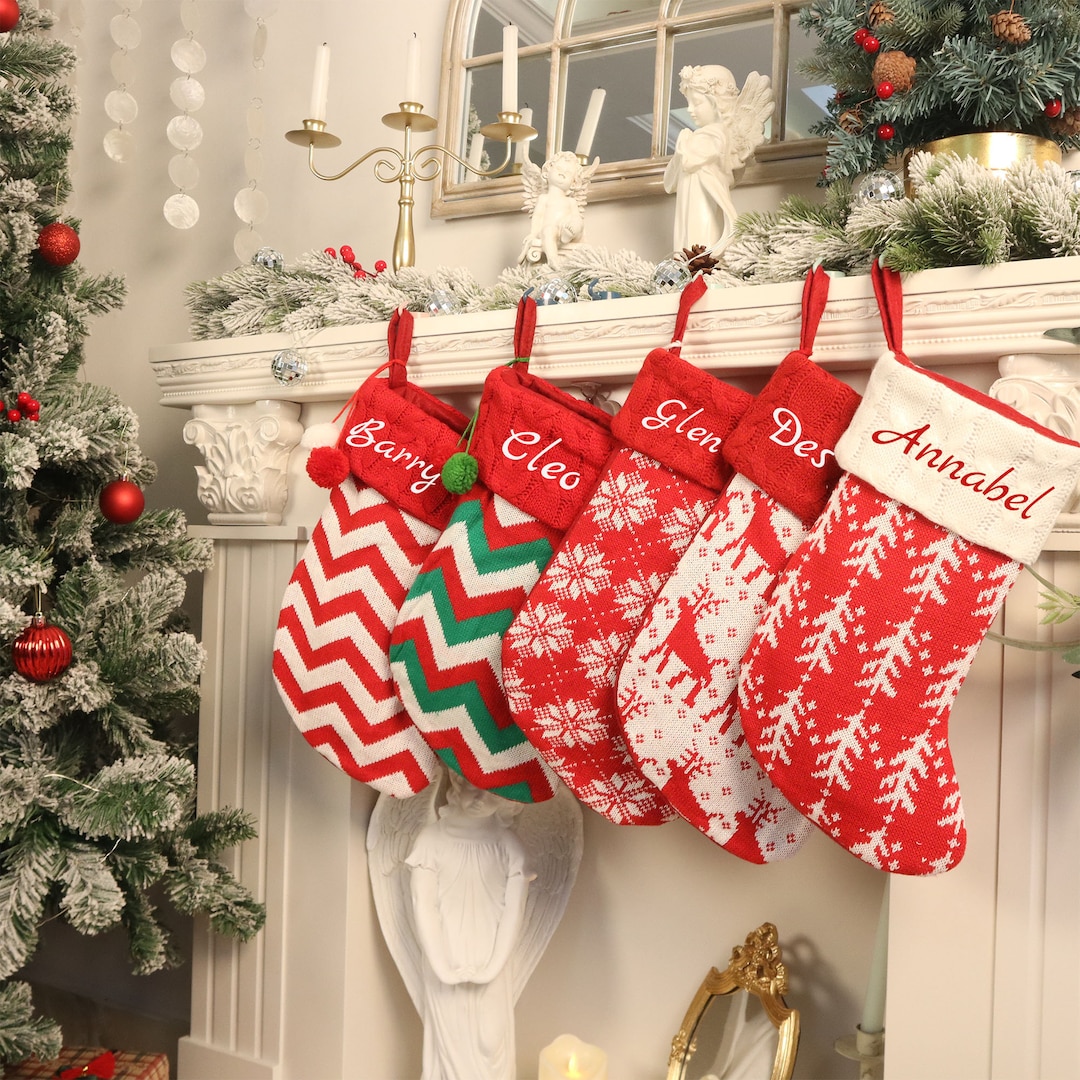 Personalized Christmas Stockings Red Holiday Stockings Etsy
