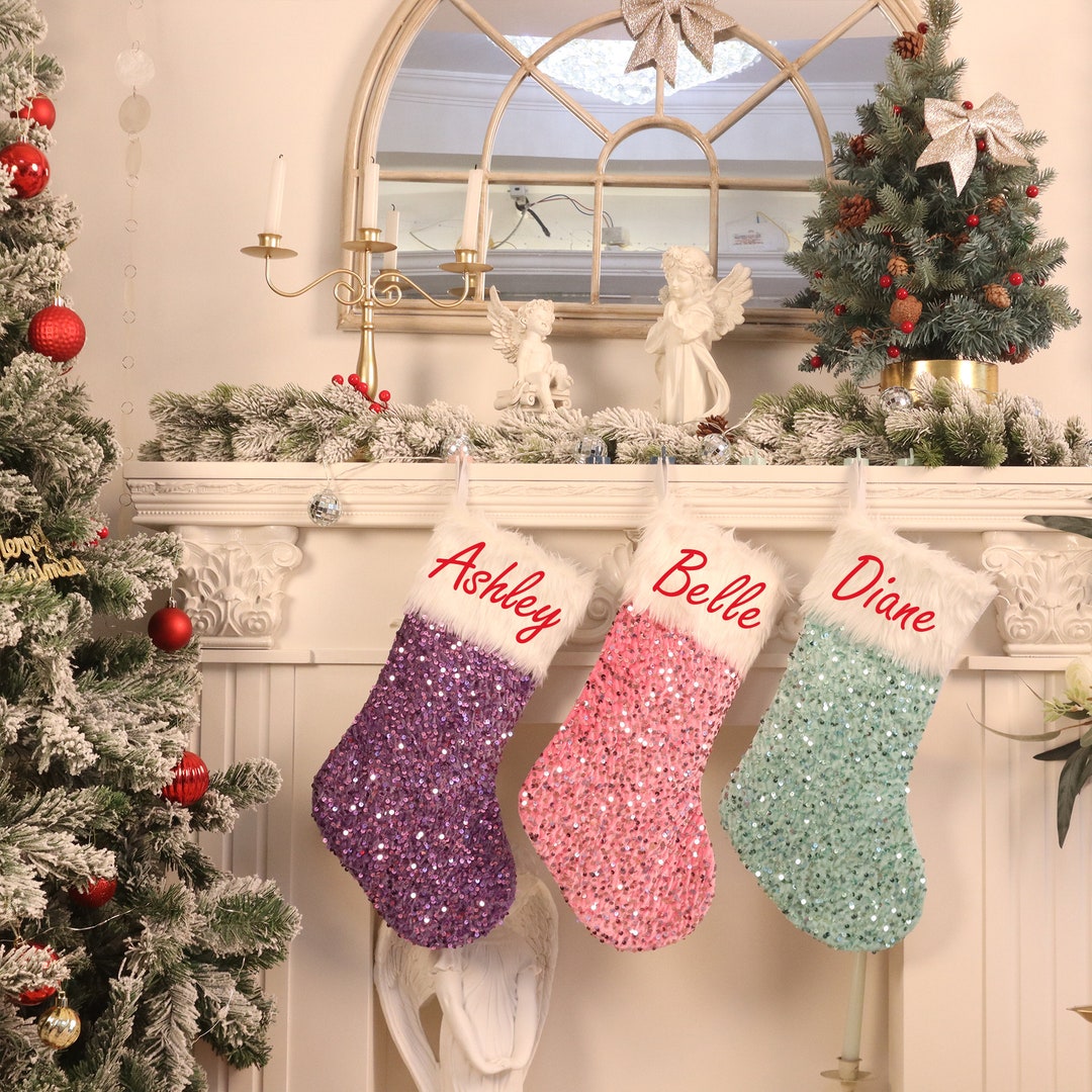 Personalized Christmas Stockings Light Stockings Velvet Etsy
