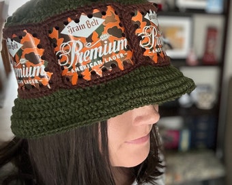 CUSTOM Beer Can Hat - bucket hat, ear flap hat, visor