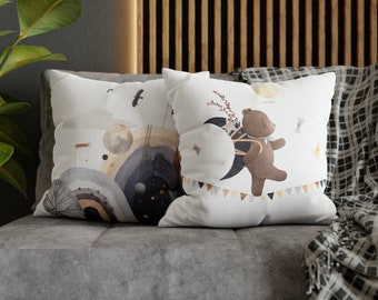 Adventure Awaits Pillow Cases - Whimsical Bear and Balloon Cushion Cover