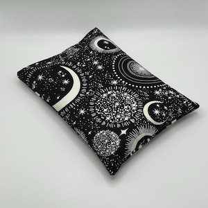 Handmade Black and White Moons Padded Book Sleeve | Book Protector