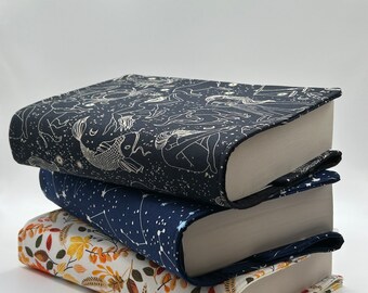 Handmade Adjustable Paperback Book Cover | Fabric Dust Jacket | Various Designs