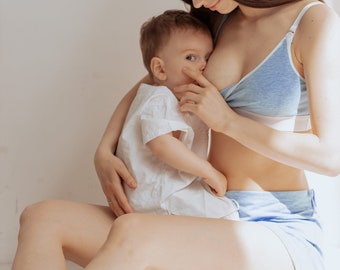 Top para alimentación / Sujetador de lactancia de maternidad de algodón orgánico personalizado / Top deportivo de apoyo + cómodo