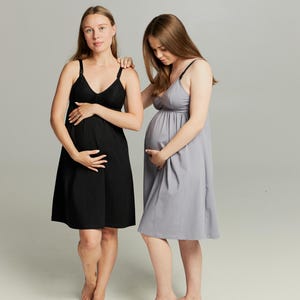 Ensemble chemise de nuit de maternité en coton - Vêtements de nuit doux et respirants pour la grossesse et le post-partum