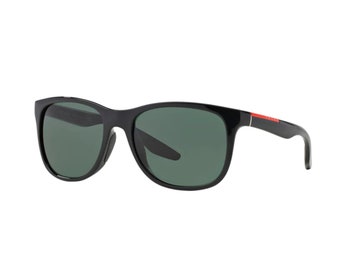 Prada Linea Rossa PS 03OSF 1AB3O1 Square Green Lens Sunglasses