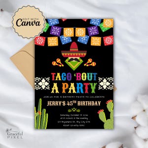 Invitation anniversaire Taco Bout, Invitation Fiesta mexicaine imprimable, Taco Twosday Party Invitation, Invitation d'anniversaire Fiesta en téléchargement numérique