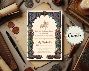 Medieval Birthday Invite Medieval Party Invite Medieval Invite Medieval Renaissance Invitation Digital Party Template Printable Party Invite