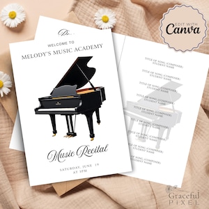 Music Recital Printable Program - Sold Separately Piano Recital Invitation |  Customizable Design, Easy to Print Printable Party Invite