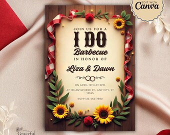 I Do Barbecue Invite | BBQ Engagement Party Invitation, Family BBQ Invitation, Bbq Rehearsal Dinner Printable Party Invite