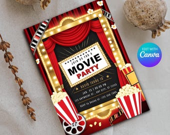 Outdoor Movie Night Invite | Printable Backyard Movie Party Invite - Fun & Easy Date Night Invitation Template