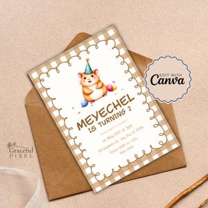 Hamster Birthday Invite Printable Party Invitation, Hamster & Guinea Pig Themed Invite for Kids Birthday Celebration