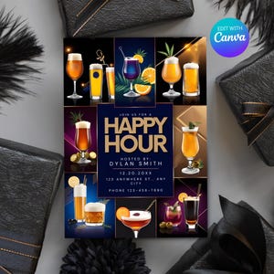 Happy Hour Invite - Retirement Cocktail Hour Invitations, Printable Party Invite for Business & Social Events